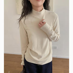 随机送ins风项链一条！双面澳绒中领&堆堆领暖肤衣打底衣女 秋冬休闲长袖保暖内搭上衣