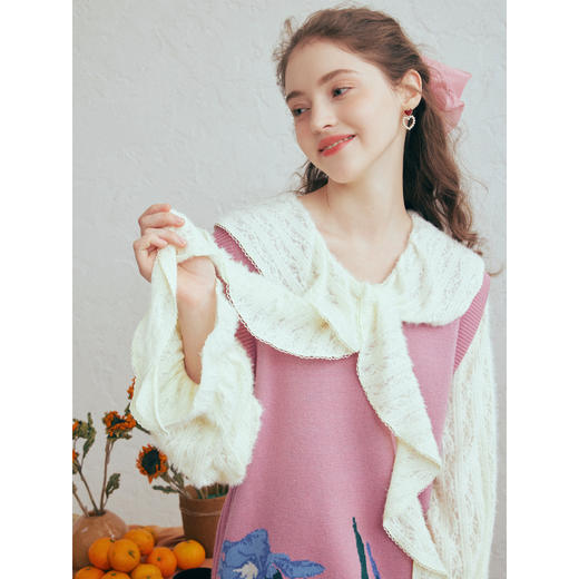 两三事梵高文艺汀兰絮语2026春季新款小清新印花毛织背心裙连衣裙 商品图2