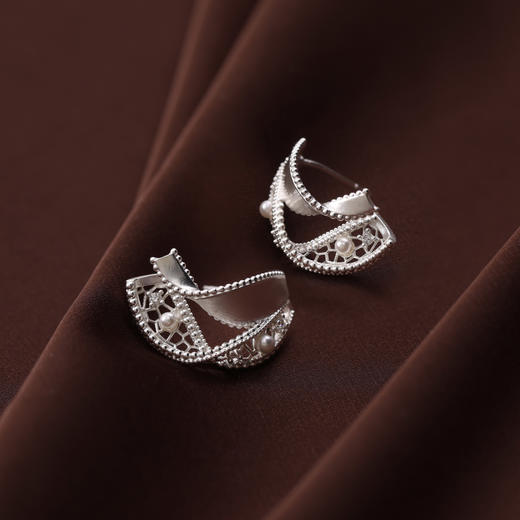 ARSIS｜纯真年代系列 复古双层飘带耳钉 商品图8