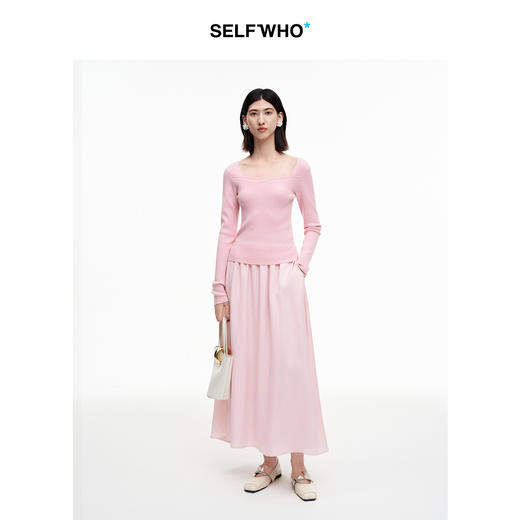 SELFWHO七夕系列醋酯天丝混纺粉色A字半身裙女2026春新款气质半裙 商品图1