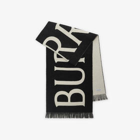 BURBERRY 巴宝莉 男女通用 B 盾牌徽标羊毛围巾 黑色 8109563 C1343