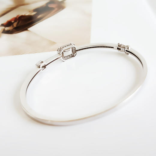 【天然正品】AU750收藏级白金镶钻镶天然微油木佐绿1.06克拉祖母绿手镯101125AH30 商品图6