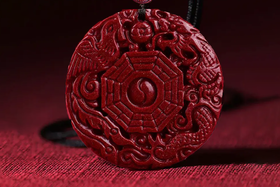 紫金砂龙凤吊坠，原矿朱砂