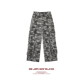 BJHG不计后果做旧迷彩裤子男款新款春季潮牌废土运动阔腿休闲裤女