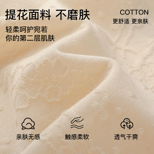 N2-【加长抵挡4条装】【国风提花 10A抑菌含蚕丝裆】润微中腰高弹透气收腹提臀女士内裤  蜜桃恋人/条纹少女 商品图2