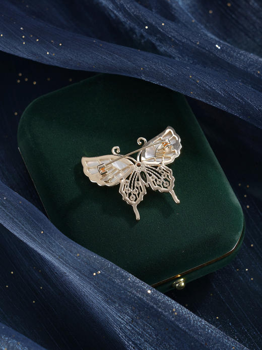 子佩集【蝴蝶之夏】珍珠惜王妃胸针【ZXXZ002】镀金白贝母2601 商品图4