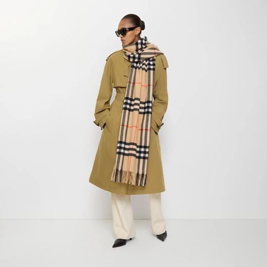 BURBERRY 巴宝莉 男女通用宽格纹羊绒围巾 格子 8085931 A2021 商品图3