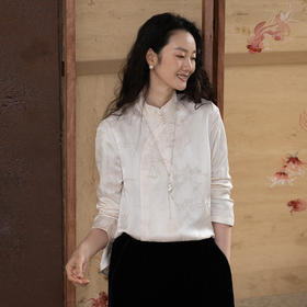 牧衣游原创 提花真丝混纺衬衫新款立领简约轻盈新中式上衣 清朗
