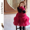 littletime女童公主裙2025秋冬红亮片网纱蓬蓬新年礼服加绒连衣裙 商品缩略图4