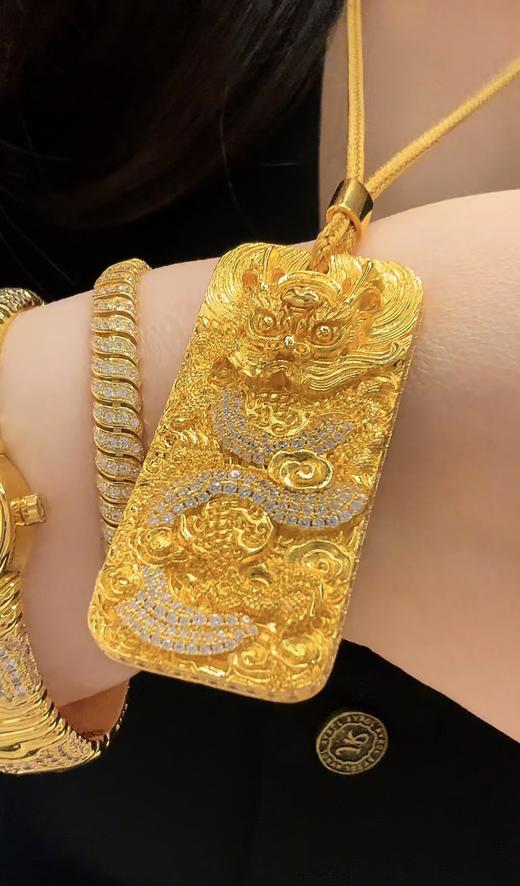 GAONAS 蟠龙富贵祥瑞金色方牌项链11677DGO 商品图3