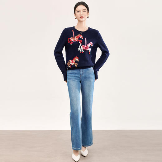 「高货wl」全新升级【铂金会员293/天猫399/差价106】(00711)洛诗琳气质旋转小马钩花羊毛衫2026新款百搭套头针织毛衣 商品图3