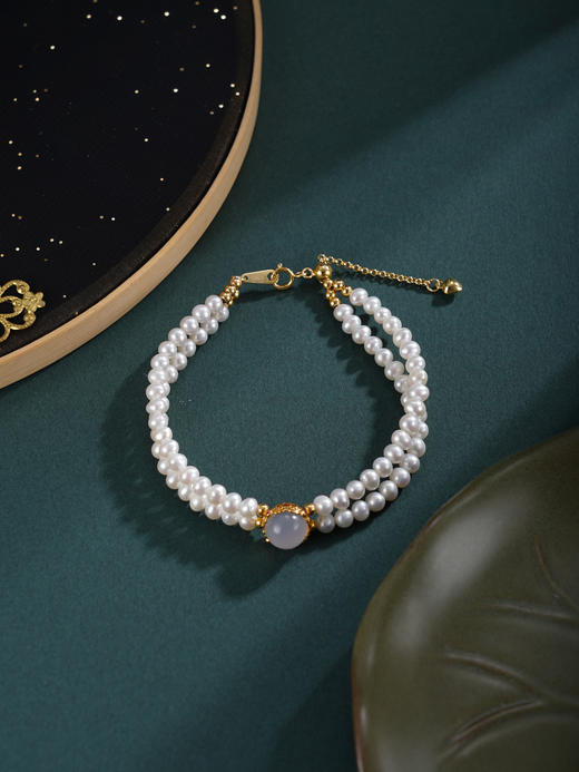 子佩集【沧海华章】银S925珍珠惜王妃手链【SGB1247001】3.7mm珠双层镀金2601 商品图5