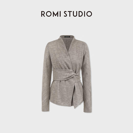 ROMI STUDIO"松弛有型"100%羊毛围裹式V领收腰针织开衫RWCAWU6877 商品图0