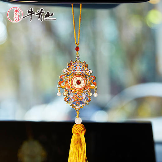 牛首山文创牛首福佑八吉祥车挂精致复古吉祥车载挂饰金色中式风格 商品图2
