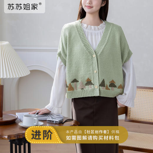 苏苏姐家茵草蘑梦手工diy衣服羊毛棒针开衫外套编织毛线团材料包 商品图0