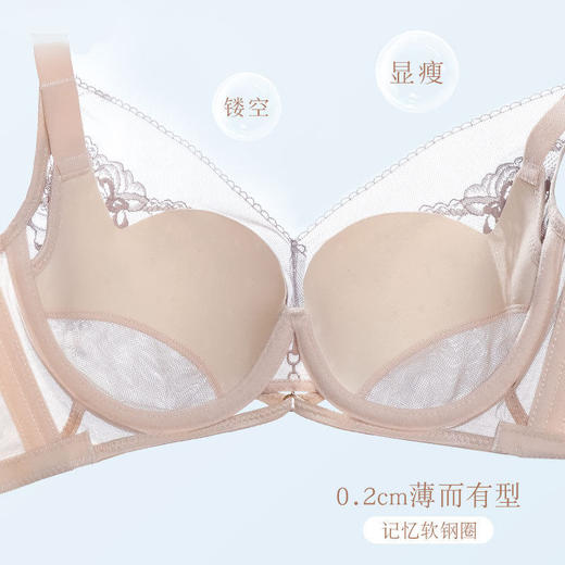 ZYQ-501  性感蕾丝内衣纯欲镂空薄款透气舒适软钢圈上托聚拢调整型法式文胸（单件） 商品图3