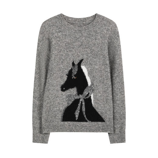 NEELLY纳俪商场同款冬新款时尚卡通趣味圆领针织衫女软糯休闲毛衣N25121A01165 商品图3