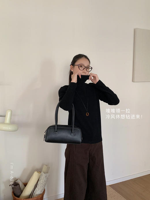 随机送ins风项链一条！双面澳绒中领&堆堆领暖肤衣打底衣女 秋冬休闲长袖保暖内搭上衣 商品图8