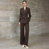 IWY/咖色西装套装女秋冬阔腿裤职业装双排扣收腰通勤正装两件套WCP376 商品缩略图0