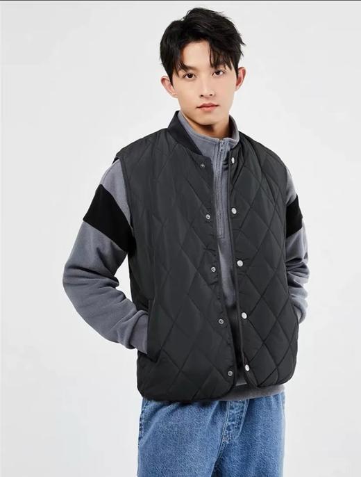 秋冬新款菱形格夹棉纯色立领棉马甲 商品图2