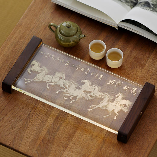 新中式两用屏风发光茶盘 ， 会发光的茶盘！暖灯漫染，雅致温馨，美好寓意新年礼！ 马到成功/竹报平安 商品图5