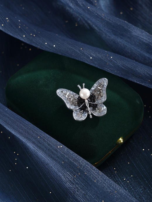 子佩集【蝴蝶沧海】珍珠惜王妃胸针【ZXXZ004】7.5mm珠黑蝶2601 商品图2