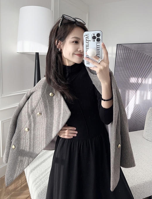 美洋同款王炸小黑裙慵懒神秘拉绒百搭气场连衣裙 商品图4