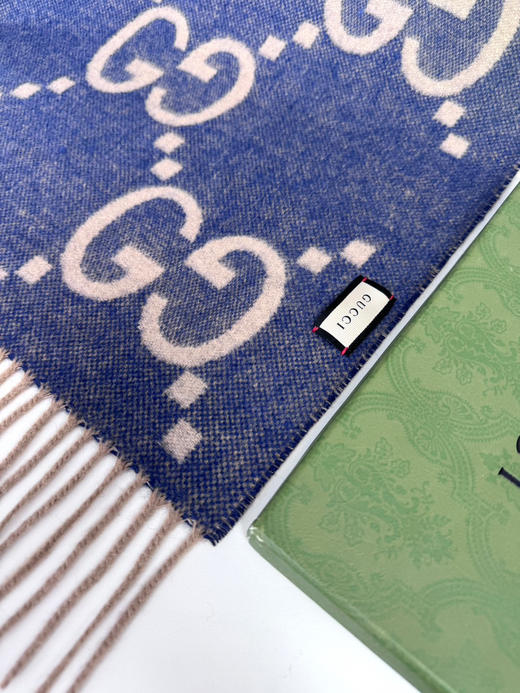 秋冬特惠💰260 古驰围巾 大G流苏 新爆款  经典双大g 双面提花流苏围巾 商品图7