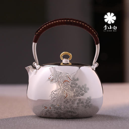 李小白银壶 纯银9999烧水壶 银壶烧水壶 烧水银壶 银壶 茶壶 福虎吉祥 商品图1