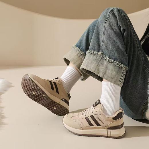 女士加绒厚底皮面运动鞋新款鞋百搭时尚轻便防滑软底老爹鞋35-40★娃娃优选 商品图2