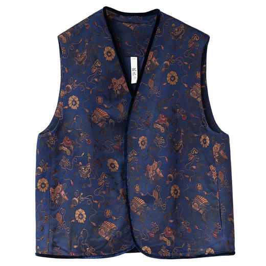 牧衣游原创 61姆米重磅暗八仙吉祥纹饰织锦马夹复古文艺 宴群山 商品图4