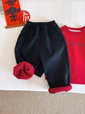 【新年暖装备❗️轻柔不臃肿】2026马年新年春节冬新款帅气百搭男童加绒休闲裤时髦保暖简约直筒裤新品。jc