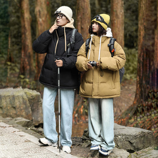 比羽绒服还保暖的棉衣！【情侣款假两件三防棉服】防水防污防风抗寒 宽松港版剪裁 可抵御-15°寒冷 防风连帽设计 双层门襟 双层保暖锁暖 时尚多色选择！ 商品图7