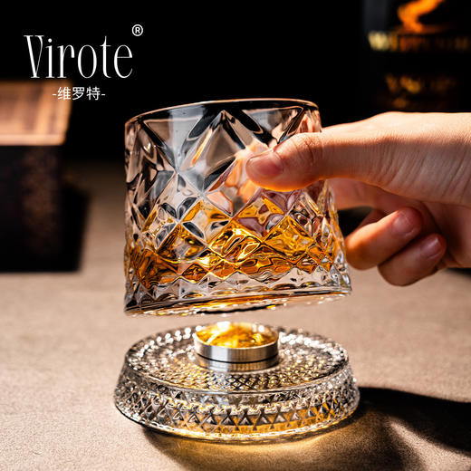 【维罗特创意水晶旋转威士忌酒杯】家用高级感不倒翁啤酒杯 解压洋酒杯  商品图0