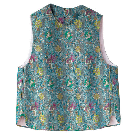 牧衣游原创 38姆米重磅莲织锦桑蚕丝马夹时尚复古禅意马甲 万象 商品图4