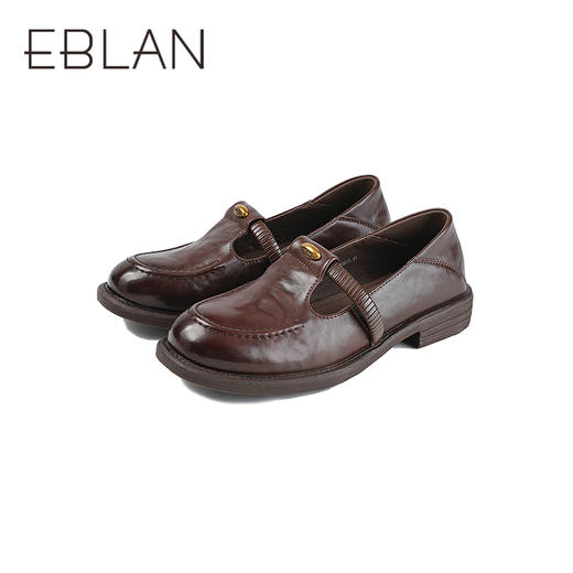 【上新】伊伴2026春季T字带小众轻设计、学院英伦风薄底乐福鞋B26157968 商品图4