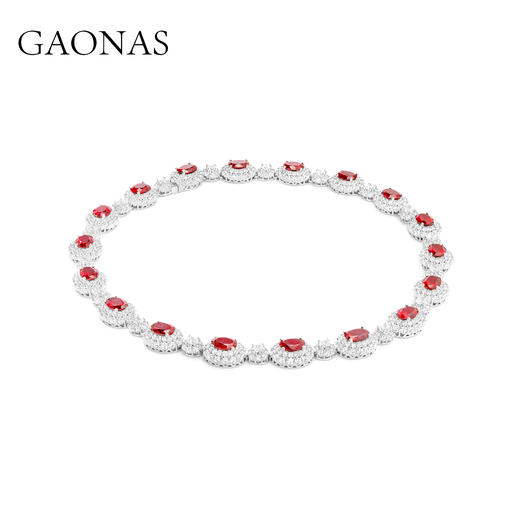 GAONAS贵气臻奢红色花朵满镶项链11801XR 商品图1