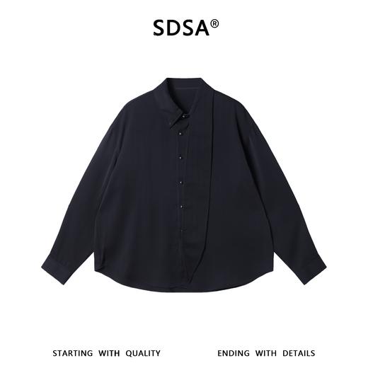 2891SDSA男士秋冬新款痞帅男装显瘦简约纯色拼接长袖衬衫百搭舒适衬衣 商品图1