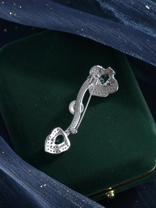 子佩集【如意珍宝】珍珠惜王妃胸针【ZXXZ007】7.5mm珠绿如意2601 商品图7