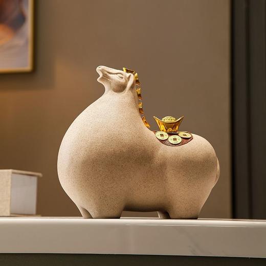 【独特造型❗️招财进宝】新中式马上有钱办公室老板桌马到成功装饰摆件新中式马陶瓷工艺品。jc 商品图1