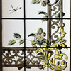 独角鹿西洋古董19世纪末法国出品新艺术风格繁花鸟雀主题彩绘玻璃花窗一对 商品缩略图6