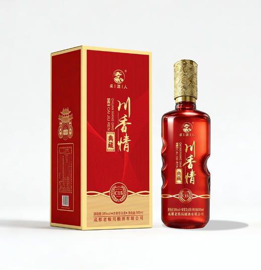 一箱500ml*6瓶 采酒人 川香情典藏C15 浓香型白酒38%vol 商品图2