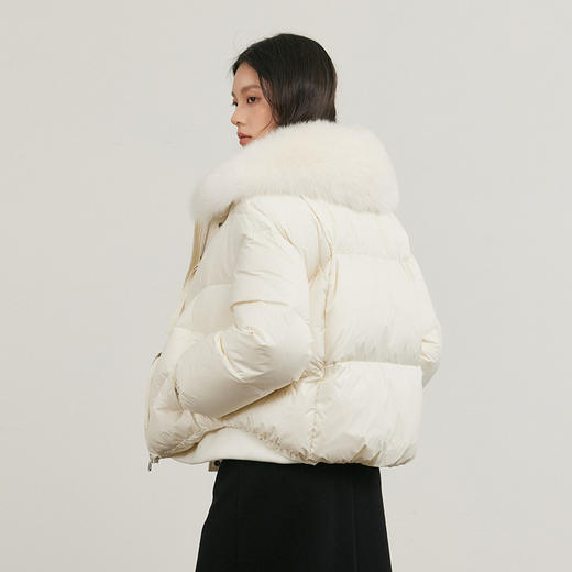 NEELLY纳俪商场同款冬新款狐狸毛领宽松羽绒服女90白鸭绒短款外套N25124L04618 商品图1