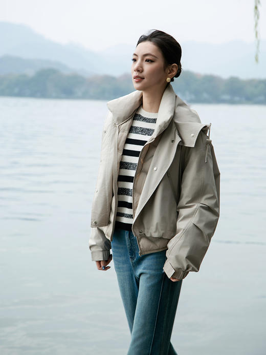 【风衣外套+羽绒服 两件套】25年秋冬新品女士短款防风保暖外套 商品图1