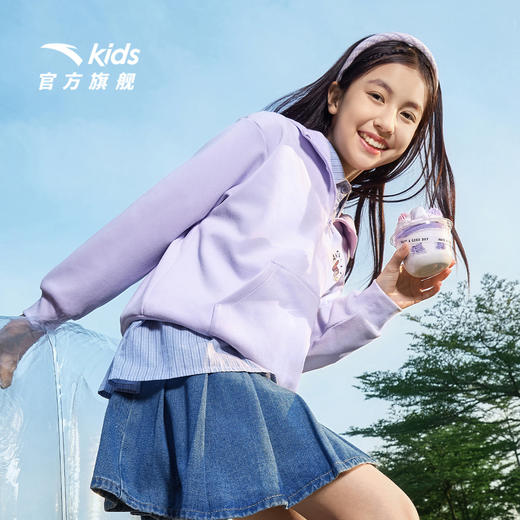 安踏儿童连帽衫26春季新款女大童潮流印花休闲卫衣套装 362618724 商品图1