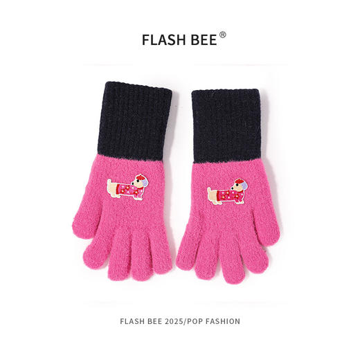 新款【韩国 腊肠狗针织手套】 女学生触屏保暖手套 可爱加厚防寒分指毛线手套 商品图12