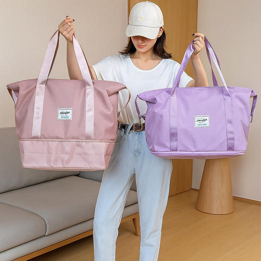 【底部可扩展设计❗️大容量随心装】可拓展大容量旅行收纳袋手提行李折叠防水运动健身袋短途手提轻便。jc 商品图1
