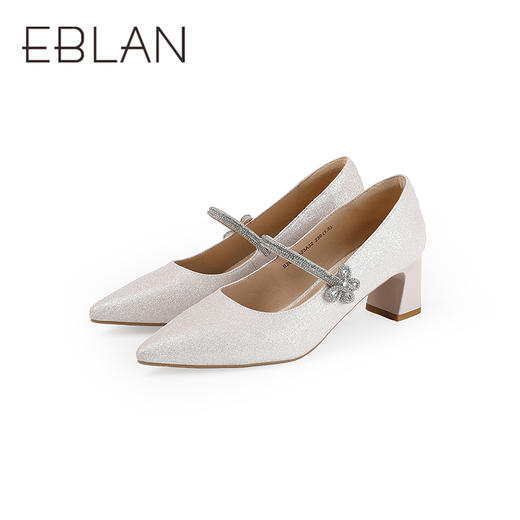 【上新】伊伴2026春季尖头高跟鞋甜美闪钻饰扣时装玛丽珍B26161323 商品图4