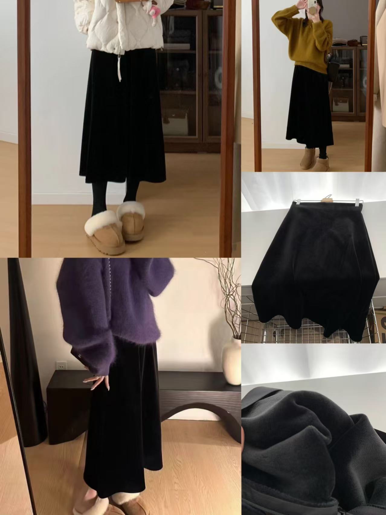 特价出！氛围感拿捏住了 加绒加厚金丝绒半身裙！