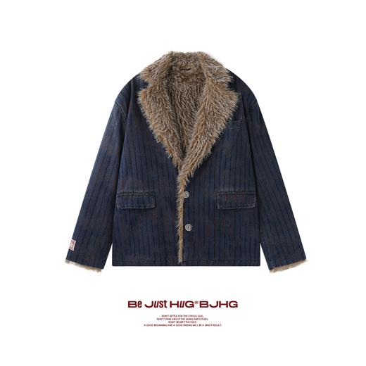BJHG不计后果休闲西服外套男保暖冬季潮休闲牛仔衣全套毛里夹克女 商品图0